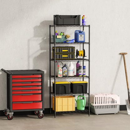FDW 6-Shelf Adjustable,Storage Shelves Wire Shelving Shelving Unit Metal Shelves Storage Shelf,13" D x 23" W x 59" H,Black