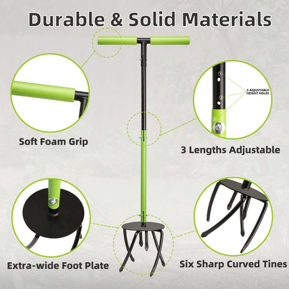 KLDOLLAR Hand Tiller Cultivator, Manual Twist Tiller with Sharp Arrow Tines, Extra-Wide Foot Plate Tills Effortlessly, Manual Tiller for Gardening, Soil Loosening, Flower Beds & Raised Beds