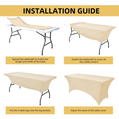 ZarzaaSik 2-Pack 4ft Spandex Table Covers for Rectangular Folding Tables - Wrinkle Resistant Stretch Tight Table Cloths - Ultimate Fitted Table Protector for Parties, Banquet, and Wedding