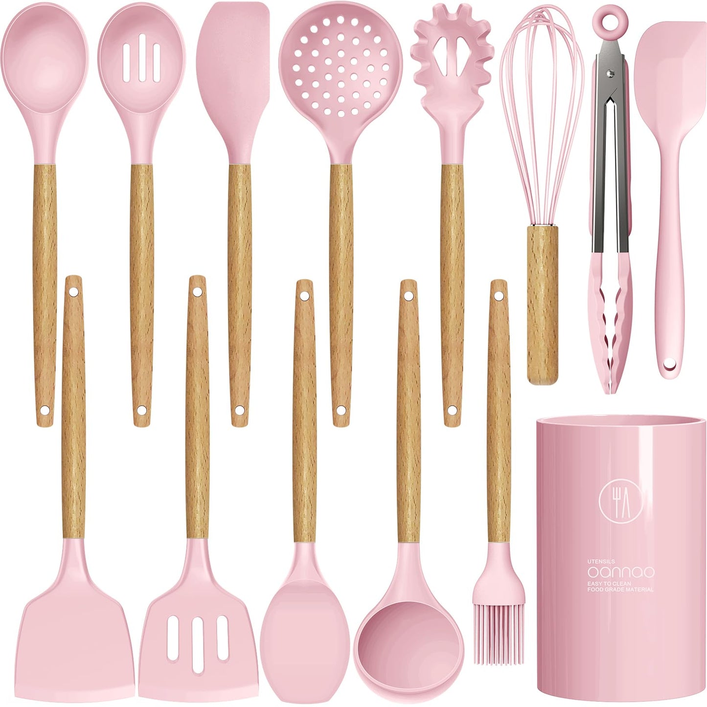 Silicone Cooking Utensils Kitchen Utensil Set - 446°F Heat Resistant Silicone Kitchen Utensils Set, Spatula,Turner Tongs, Spoon, Brush, Whisk,Kitchen Gadgets for Nonstick Cookware, BPA Free (Gray)