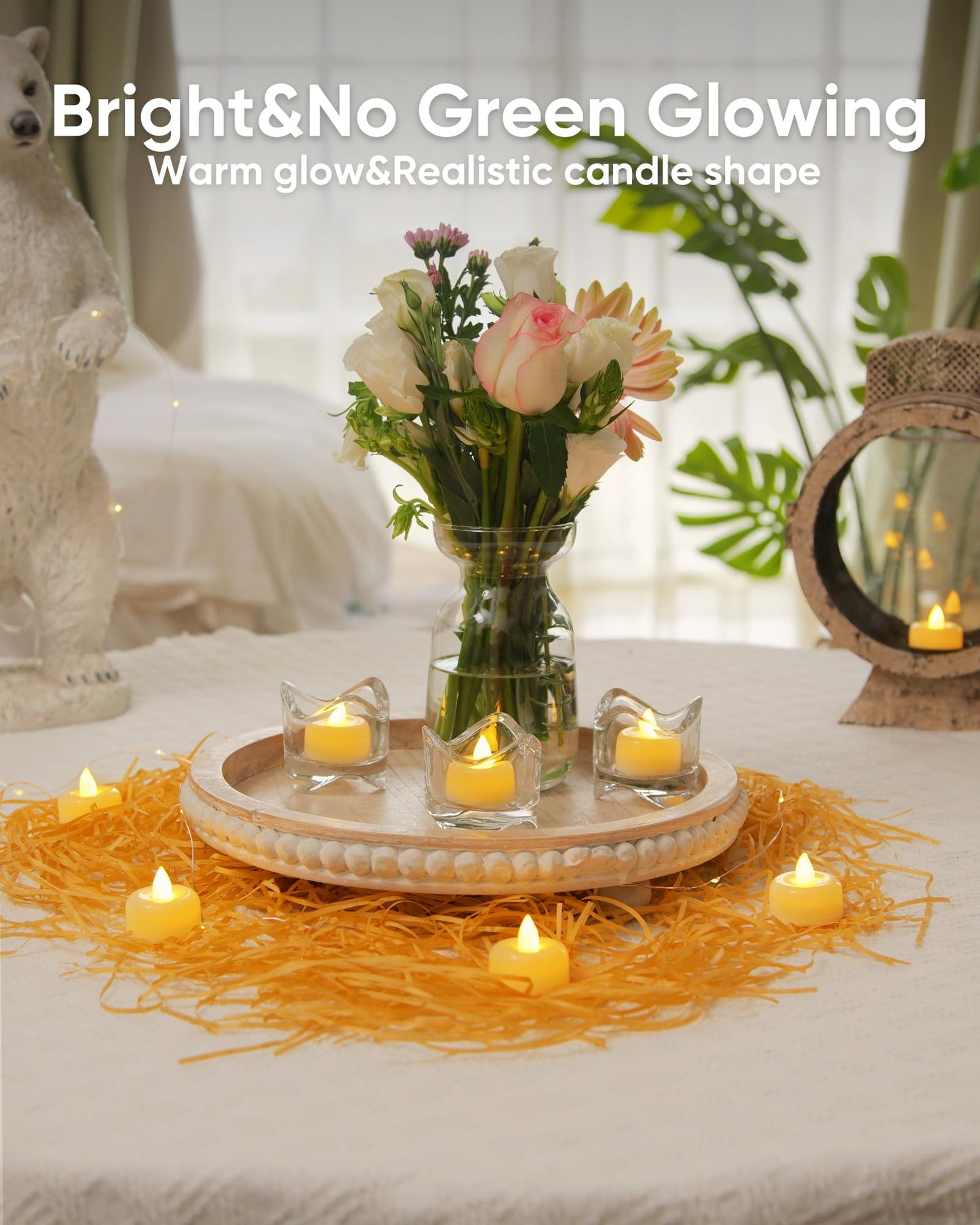 Amagic 50Pack Flameless LED Tea Lights Candles Battery Operated, Electric Fake Tealight Candles for Votive, Halloween, Christmas, Home Decor, Wedding, Table Decor (50Pack)