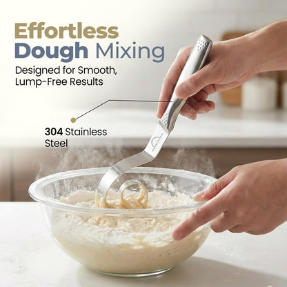 Sourdough Accessories | Seamless Danish Sourdough Bread Whisk, Silicone Dough Scraper & Sourdough Scoring Tool with 5 Blades + Storage Bag (Sourdough bread lame Kit) | Bread baking supplies