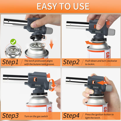 Butane Torch, JDHON Compact Kitchen Torch with Adjustable Flame, Professional Chef Culinary & Grilling Blow Torch Lighter for Cooking, Baking, Soldering, BBQ, Creme Brulee (Butane Fuel Not Included)