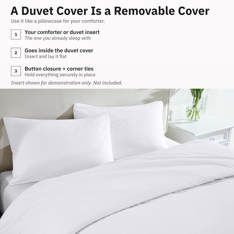 California Design Den 2 Pc Twin XL/Twin Duvet Cover Set - Winner Good Housekeeping Best Bedding Awards 2025, 400 Thread Count Sateen, 100% Cotton Duvet Covers, Button Closure, Corner Ties - White