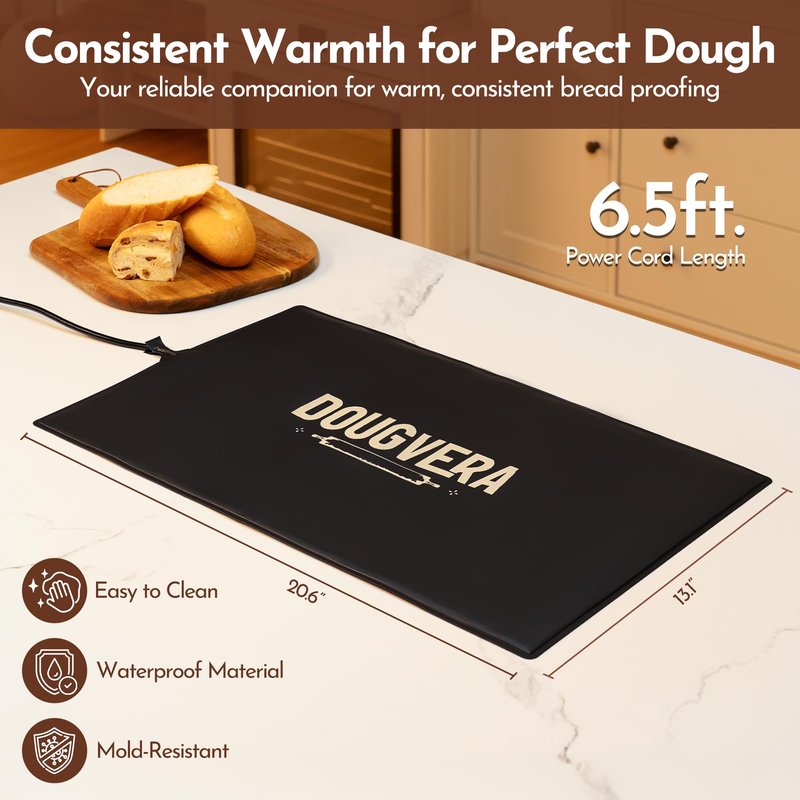 Dougvera Bread Proofing Mat 13 x 21In Bread Proofer Warming Mat for Food – Temperature Controlled Sourdough Heating Pad for Home Baking – Waterproof Casing – 2.1M Cord with Standard Plug