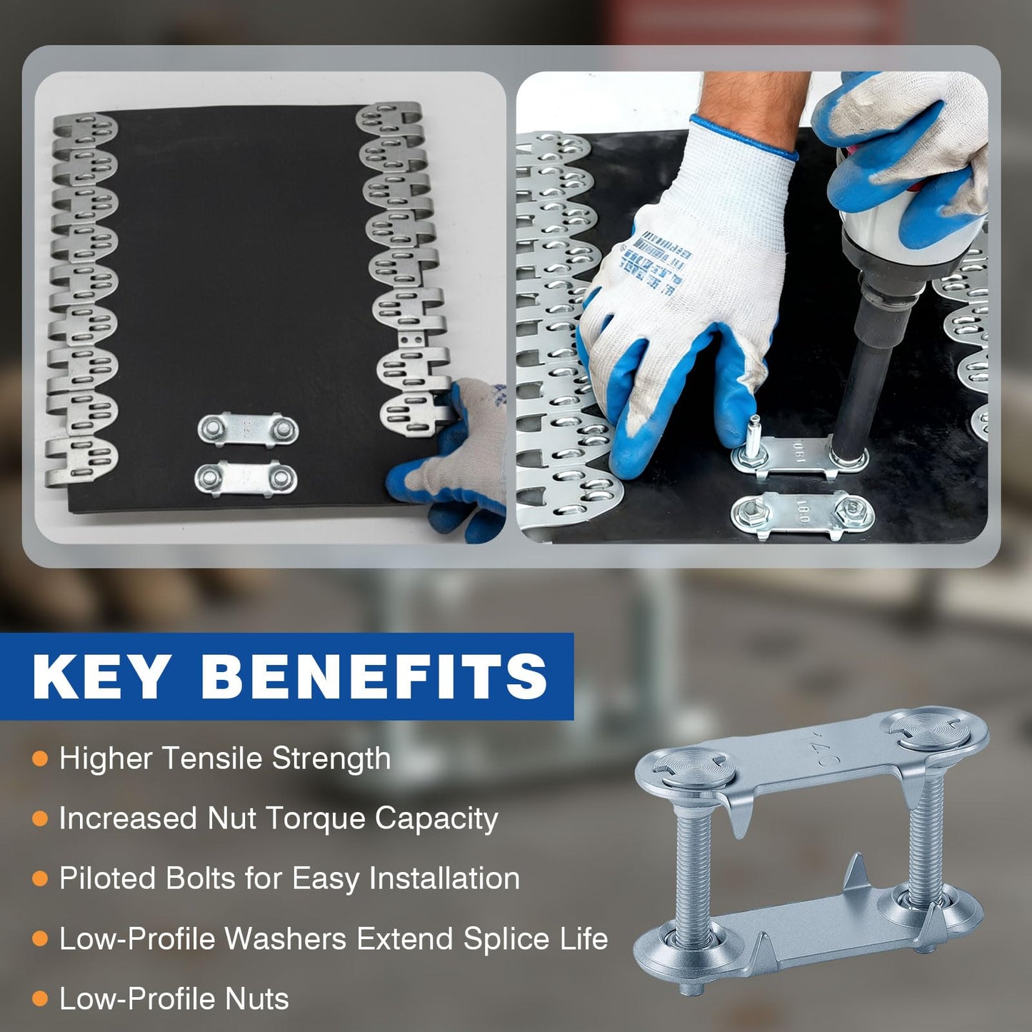 Zonon 100 Sets Bolt Solid Steel Plate Fasteners Pre-Assembled Bottom Plates Bolt Solid 2.2 x 0.8 x 1.7 Conveyor Belt Repair Kit for Industrial Conveyors, Mining, Quarry, Cement, Agriculture