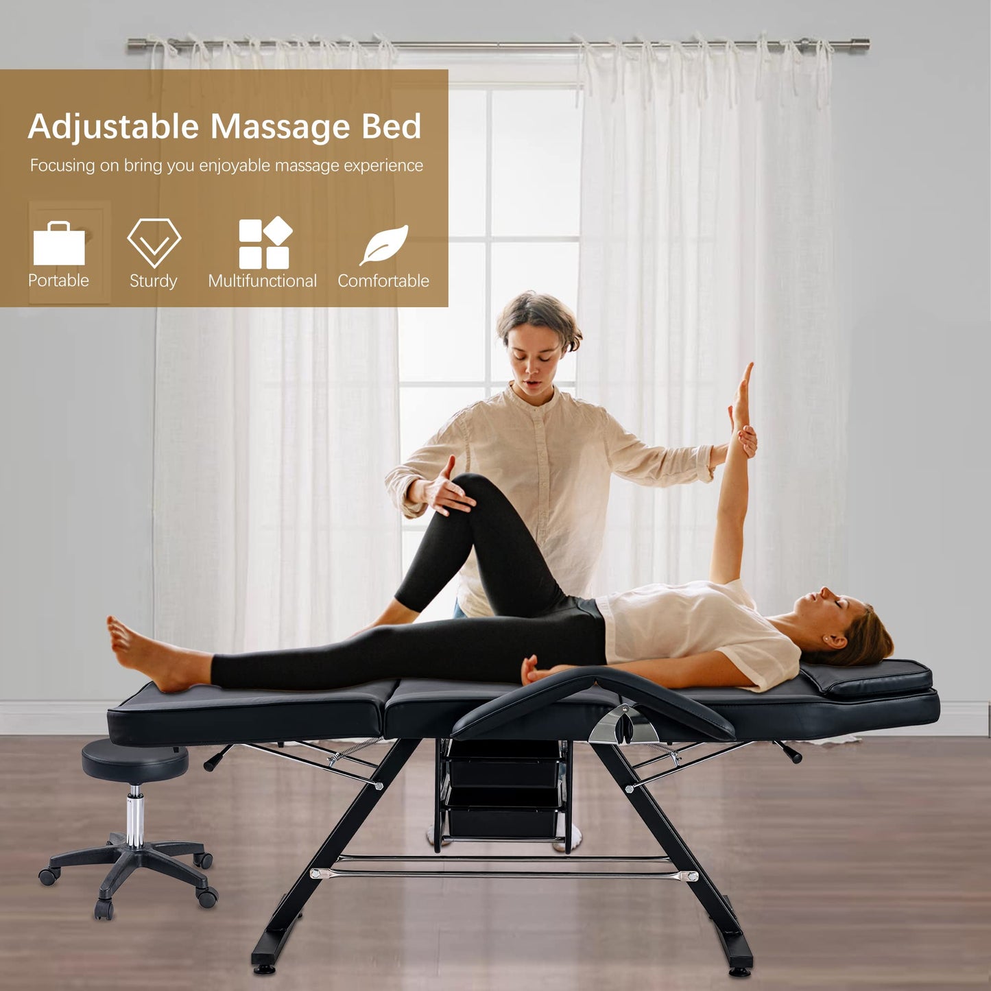 Massage Bed, Spa & Salon Chair, Tattoo Chair w/Hydraulic Stool Spa Equipment Spa Beds Salon Spa Tattoo Bed, Adjustable Beauty Salon SPA Massage Bed Tattoo Chair,Barber Chair Salon Chair Hair Stylist