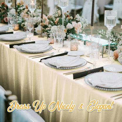 BRILLMAX 6 Pack Beige Tablecloths 90 x 132 Inch for 6ft Rectangle Tables - 150 GSM Polyester Fabric, Floor Length Drop, Water, Stain & Wrinkle Resistant Cloth Cover for Wedding Reception Banquet