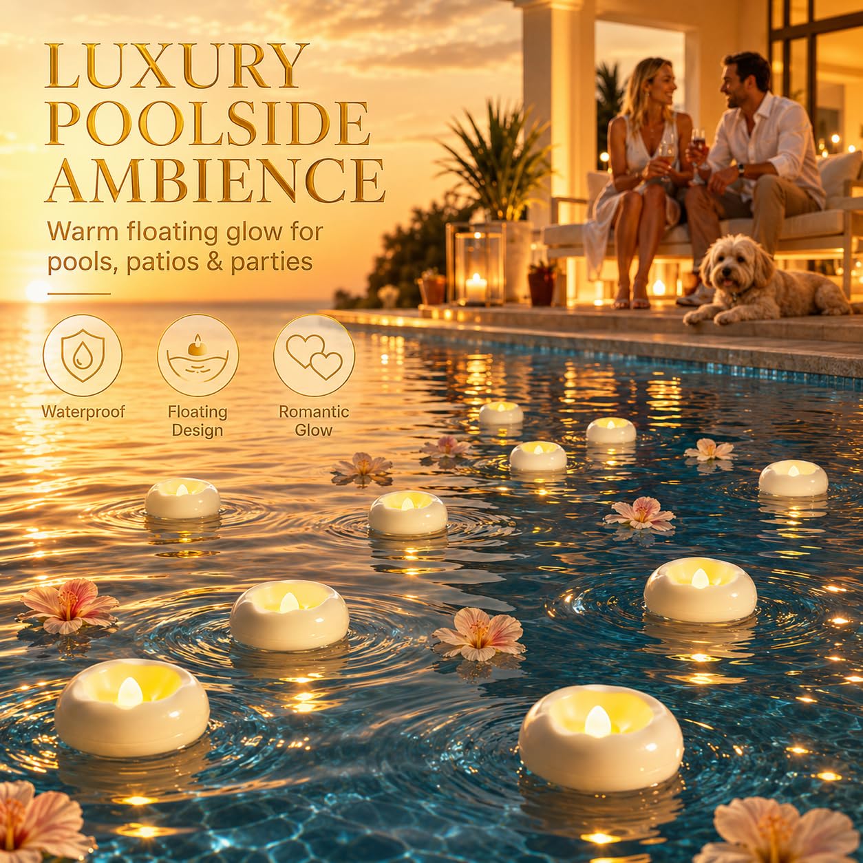 24 Pack 2.3” Flameless LED Floating Candles, Water-Activated Battery Operated Floating Candle with180+ Hours Runtime for Cylindrical Vase, Pool, Fountain - Ideal for Wedding, Party Decoration