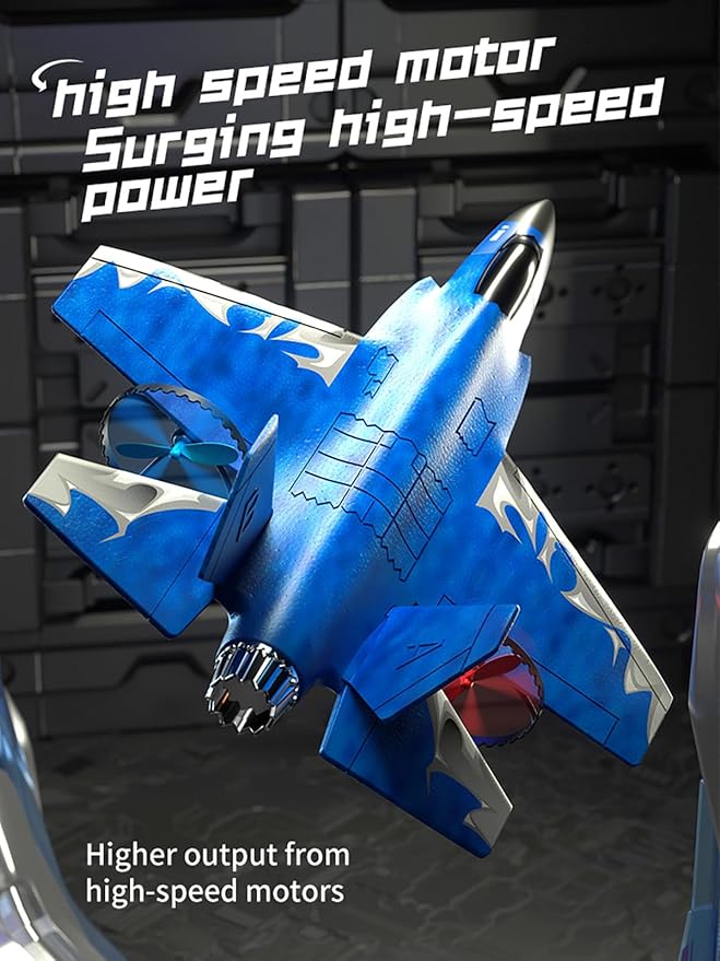 RC Airplane F-35 Lightning II 2 Channel Remote Control Plane with Smart Gyro Easy to Fly Foam Rc Glider Jet Gift for Kids Boys Girls 8-12 Year Old (Blue)