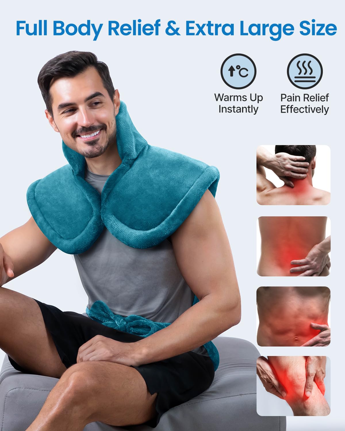 RENPHO Electric Heating Pad for Back Pain Relief, Birthday Christmas Gifts for Women Men Mom Dad Elderly, FSA Eligible Items Only List, Large Heat Pad for Neck Shoulders, 24"x33", ETL Certified, Gray