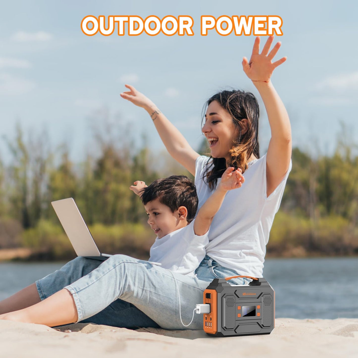 Portable Solar Power Generator with Panels, 300W 110V AC Outlet Power Station with Foldable Solar Panel 40W, 100W USB C Outlet Power Bank Fast Charging for Camping Laptop Smart Device RV Van Outdoor