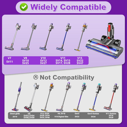 Lemige Vacuum Head Replacement - Upgraded Brushes for Dyson V7 V8 V10 V11 V15 | Quick-Release Anti-Tangle Design with LED Light