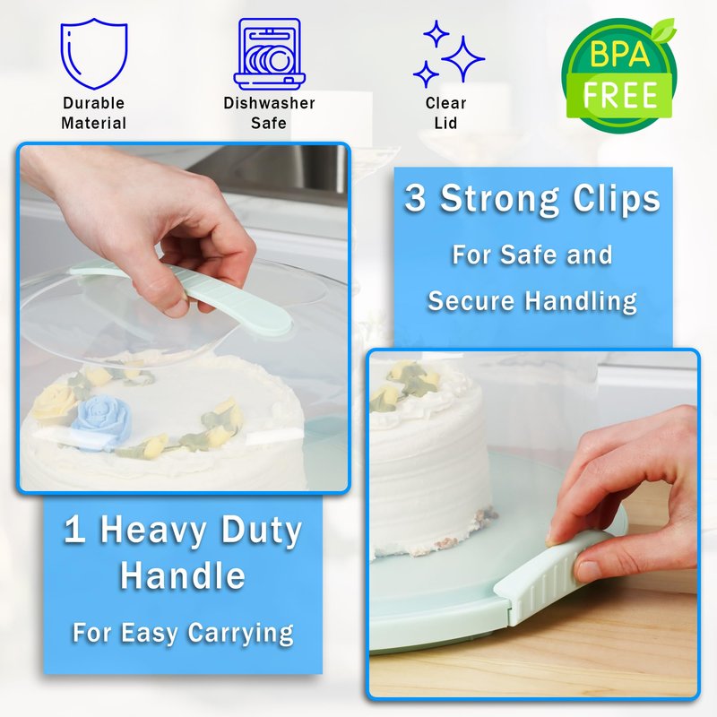 EXTRA LARGE Cake Carrier/Cake Container with Server (Holds up to 12 inch 3-layer cake) Cake Carrier With Lid And Handle /Cake Holder with Lid/Cake Cover Cake Plate Clear Cake Dome Cake Plate With Lid