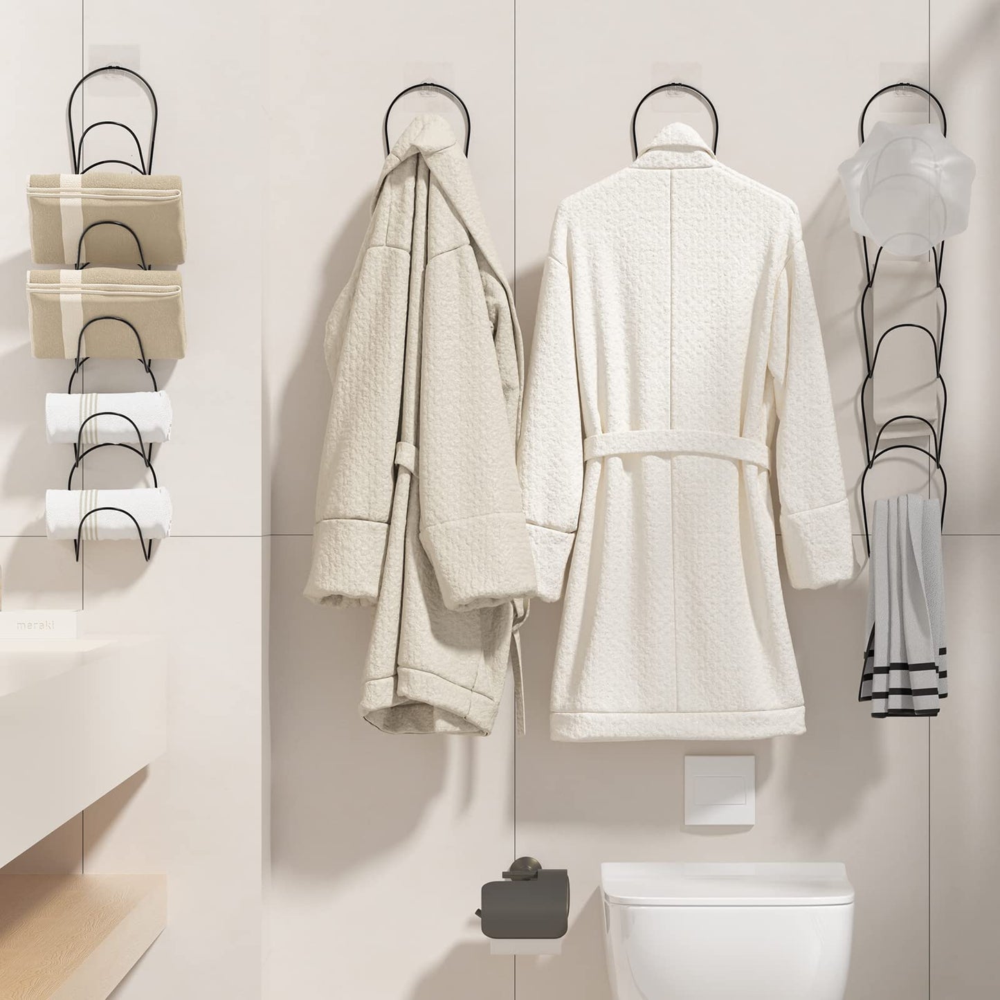 LINFIDITE 15 Pack Hat Rack Hanger Holder Organizer Closet Hanging Baseball Cap Display Storage Rack for Scarves Handbags Towels Clothes Ties Over Door Wall Mounted w Hanging Hook Black