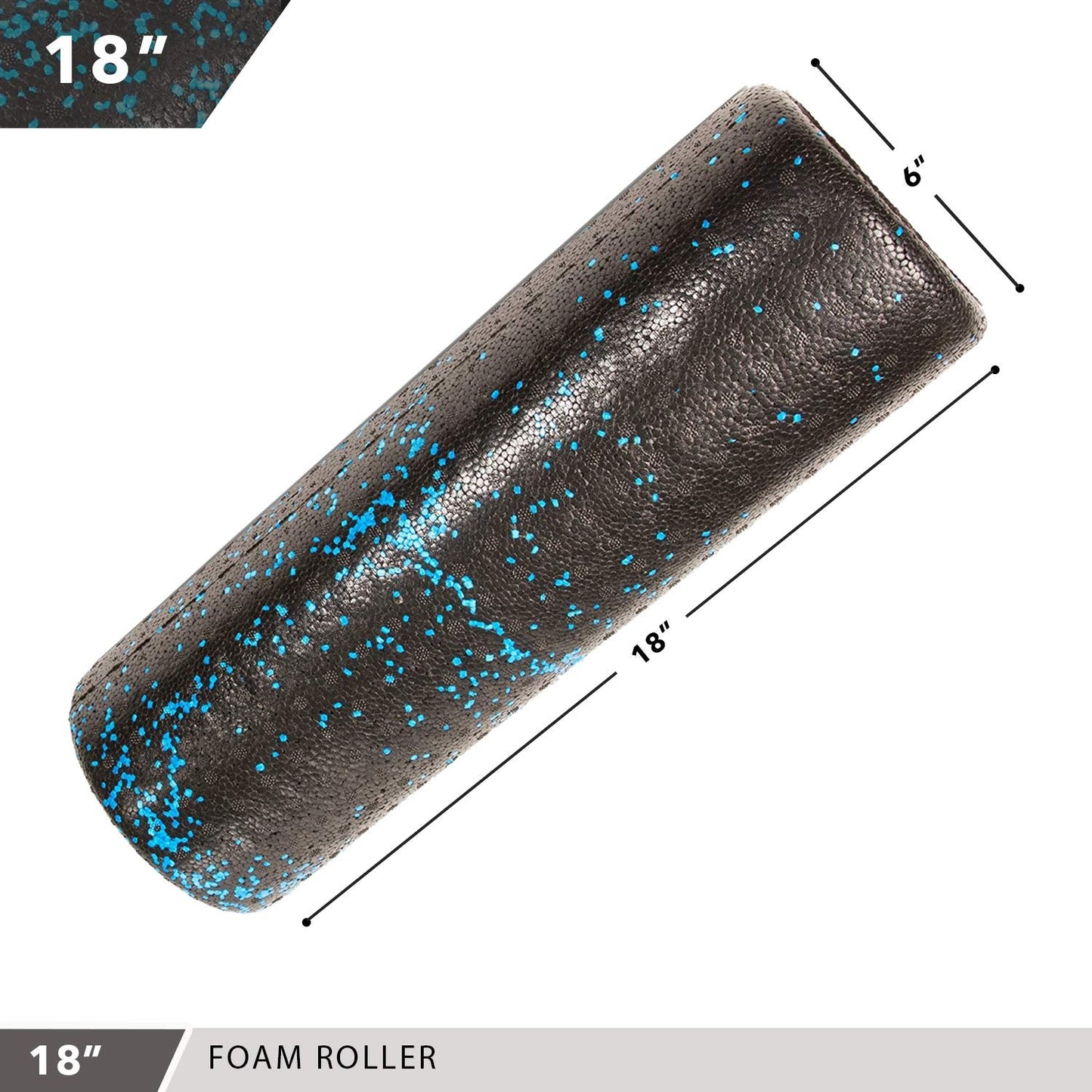 Day 1 Fitness High Density Muscle Foam Rollers - Sports Massage Rollers for Stretching, Physical Therapy, Deep Tissue, Myofascial Release - Ideal for Exercise and Pain Relief - Speckled Blue, 12”