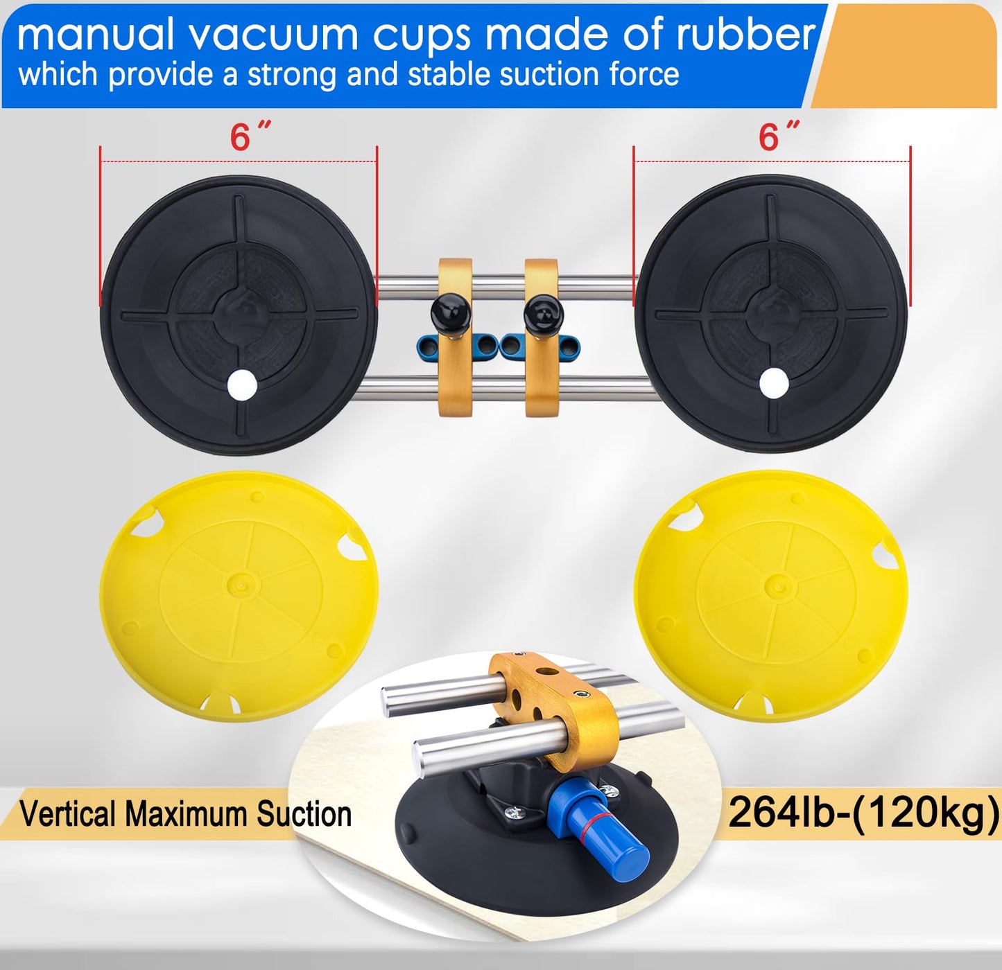 6 Inch Granite Seam Setter Tool, 2-Pack - Countertop Slab Lifter & Leveling System for Quartz, Marble, Natural Stone