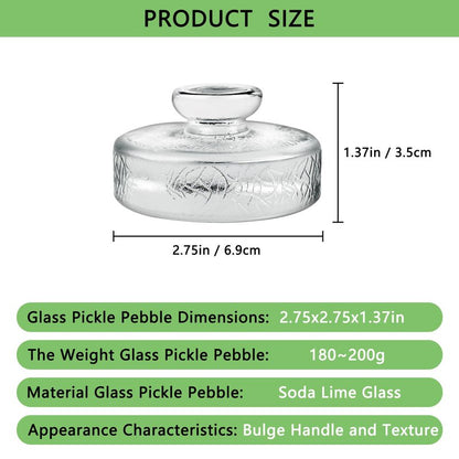 Artcome 5-Pack Glass Fermentation Weights with Easy Grip Handle and Unique Texture Design for Large Wide Mouth Mason Jars - Pickle Pebbles with Glass Weights Organizer - Space Saving Compact Design