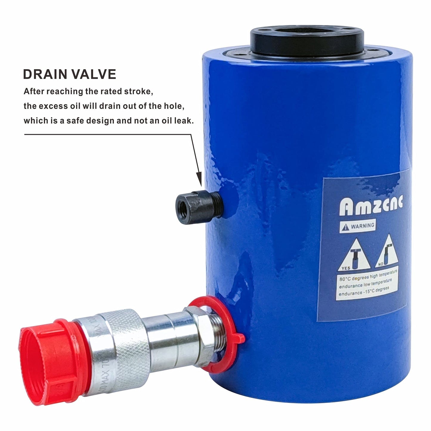 AMZCNC 20T Hydraulic Cylinder Jack Hollow Single Acting Hydraulic Ram Cylinder 2"(50mm) Hydraulic Lifting Cylinders (20T 2Inch Hollow)
