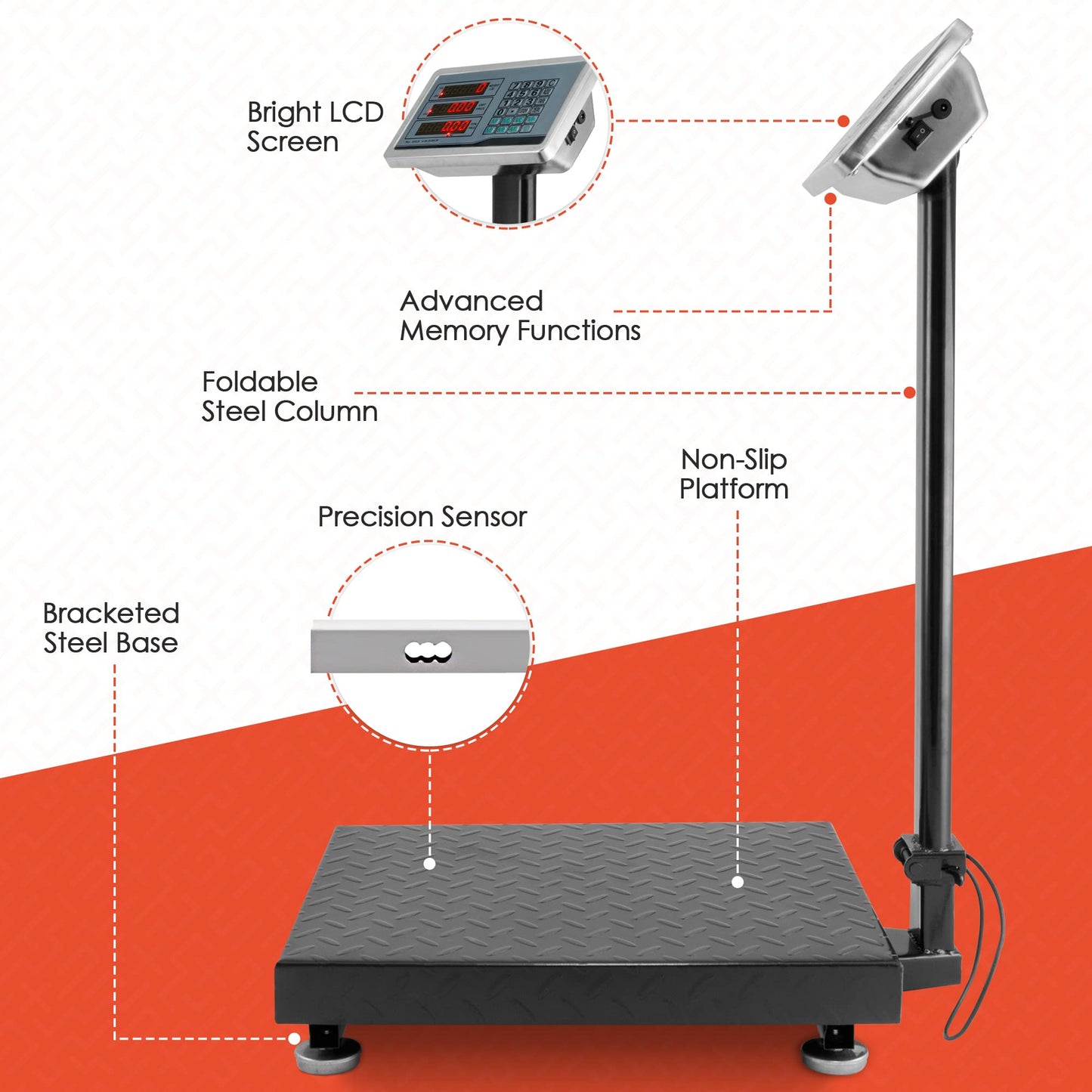 Houseables Industrial Scale, Platform Scale, 600 LB, Large, Weight Machine for Luggage, Shipping, Packages, Floor, Commercial, Heavy Duty, Box, Postal, Laundry, Warehouse, Luggage Weighing, Digital