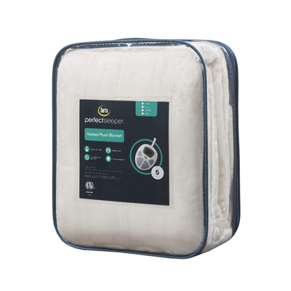 Serta Luxuriously Soft Plush Electric Blanket Fast Heating Cozy Cover, Safety Auto Shut Off Timer, Low EMF, Multi Heat Setting, ETL Certified, Machine Washable, Grey King (92 in x 100 in)