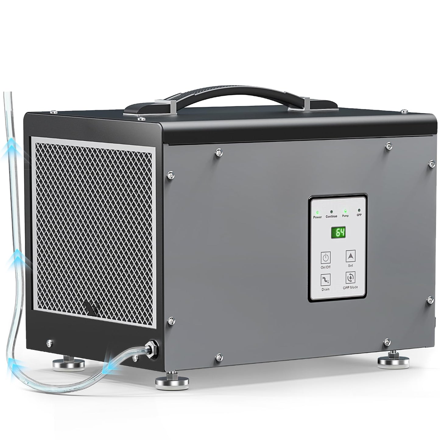 BaseAire Crawlspace Dehumidifier with Pump, Compact Dehumidifiers for Commercial, Basement and Water Damage with Drain Hose, 70 PPD, Auto Defrost, GLGR Technology, Up to 1000 Sq Ft