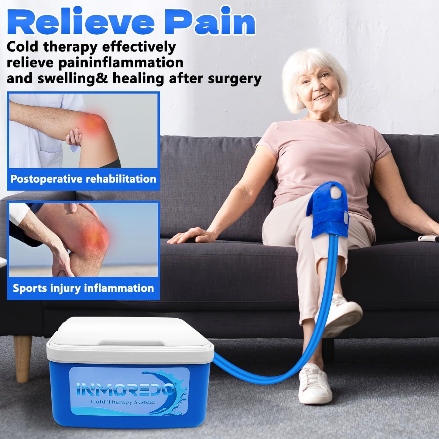 Inmoredo Ice Machine for Knee After Surgery, Cold Therapy Machine for Knee Replacement with Programmable Timer,Ice Therapy Machine for Sports Injuries,Joint Pain,Strains,Sprains and Arthritis