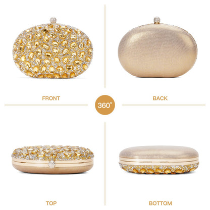 RNIEGA Rhinestone Clutch Purses for Women Large Capacity Evening Bag with Detachable Chain for Wedding, Prom, Parties