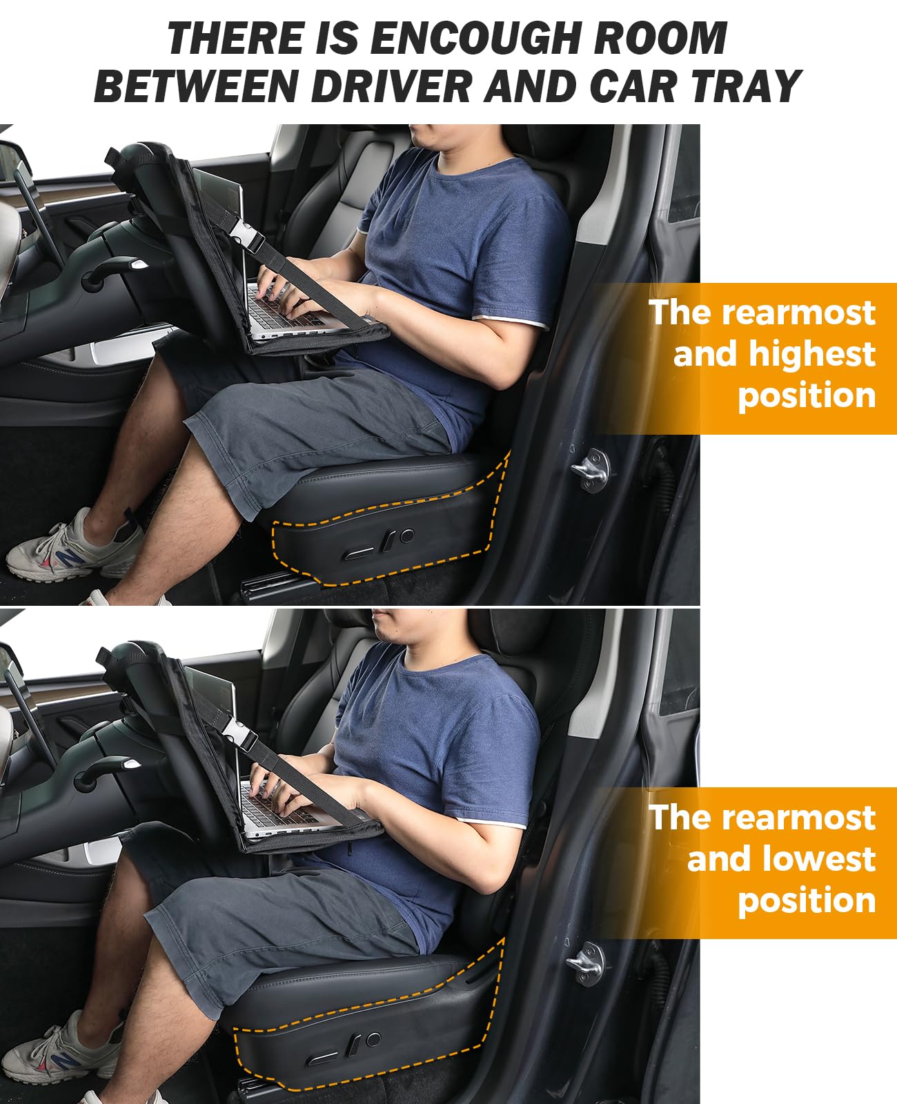 JOYTUTUS 3 in 1 Steering Wheel Eating Tray, Car Back Seat Laptop Desk, Multifunctional Office Bag, Car Work Table for Writing, Car Organizer for Kids, Commuters, Family