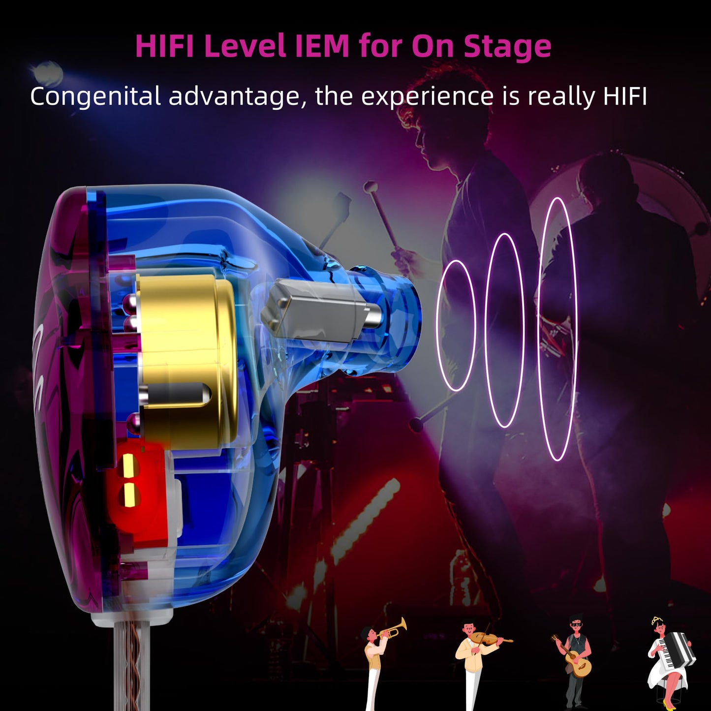 YINYOO Easy KZ ZST Colorful Hybrid Banlance Armature with Dynamic in-Ear Earphone 1BA+1DD HiFi Headset KZ in Ear Monitors Headphones Wired Earbuds IEM Earphones Gaming Earbuds (Colorful Without mic)