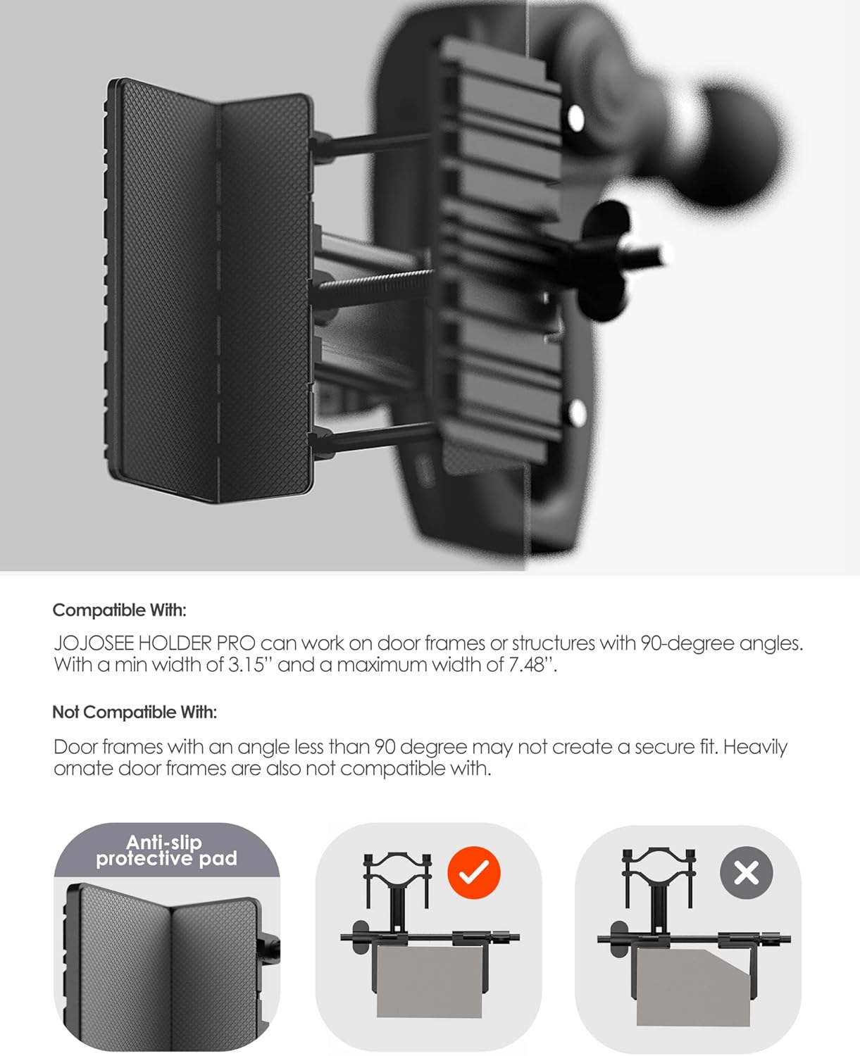 Self Massage Gun Holder PRO for Back, Muscle Hands Free Percussion, Compatible with Most Massage Gun, Design for Hard-to-Reach Area Holder ONLY