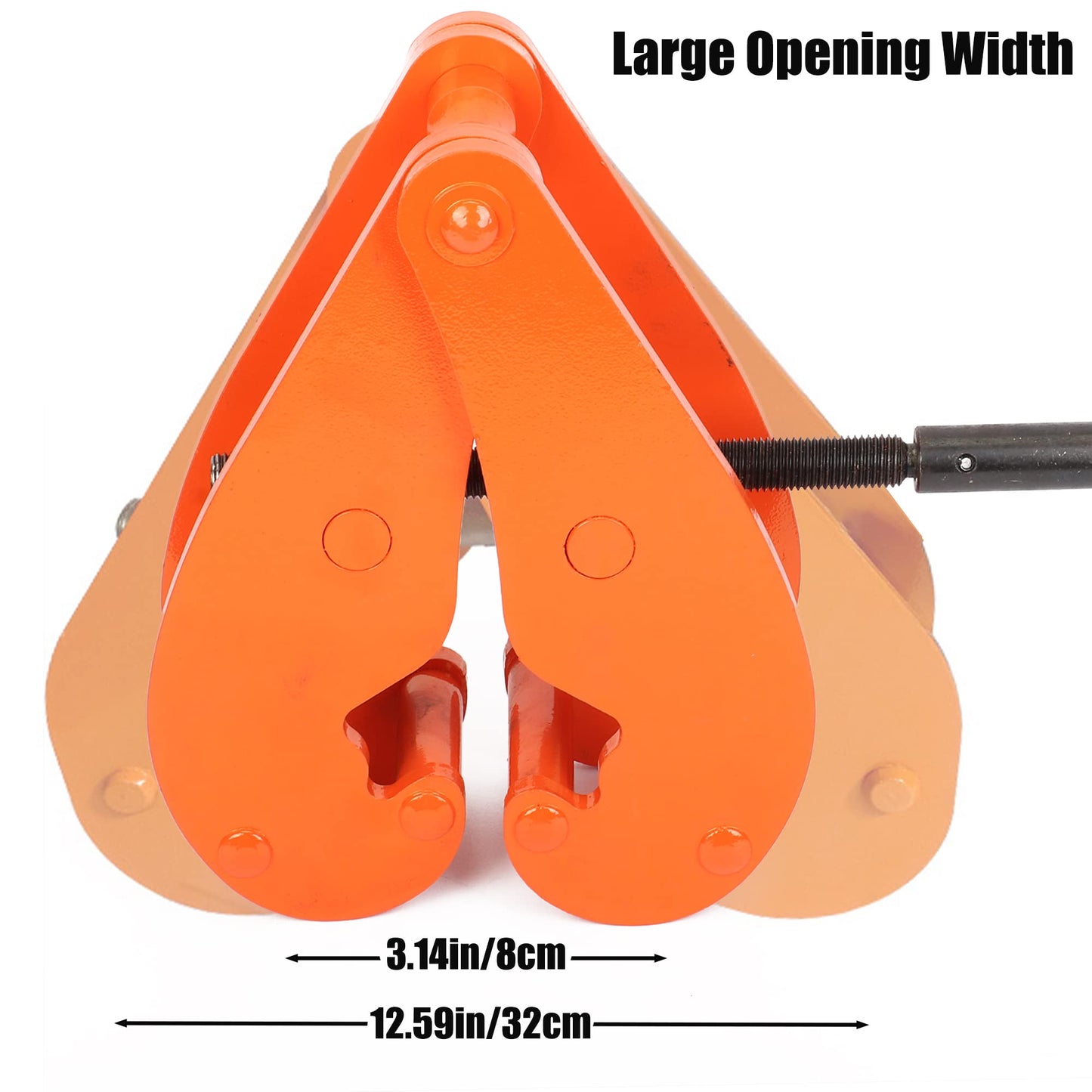 MYOYAY Beam Clamp 11000lbs/5ton Capacity Vertical H Beam Clamp Lifting 3.1-12.6 Inch Opening Range for Rigging Heavy Duty Steel Beam Clamp Tool, Orange