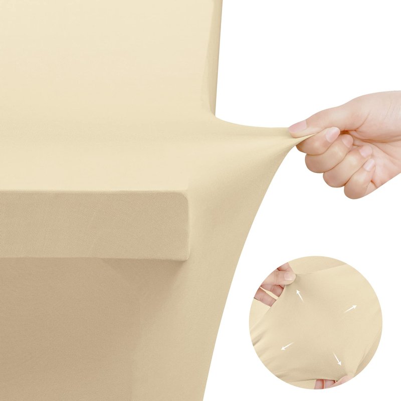 Utopia Kitchen Spandex Tablecloth 10 Pack [6FT, Champagne] Tight, Fitted, Washable and Wrinkle Resistant Stretch Table Cloth Rectangle Cover for Trade Show, Weddings & Parties [72Lx30Wx30H Inch]