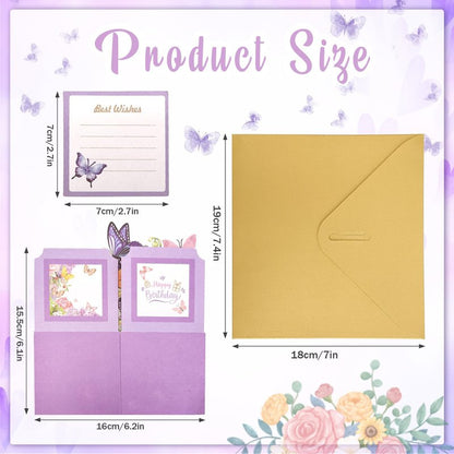 Hierein Birthday Cards for Women, Butterfly Pop Up Card Box, Happy Birthday Gifts Cards for Women, Daughter, Mom, Sister, Friend, Butterflies & Flowers Greeting Card with Blank Notecard & Envelope