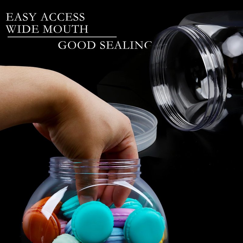 Candy Jar,Cookie Jar Cookie Containers Candy Jars with Lids,4 Pack Plastic Candy Jars for Candy Buffet and Party Table, Candy Buffet Containers, Cookie Jars Dry Food Jars-48 oz (25.4oz)