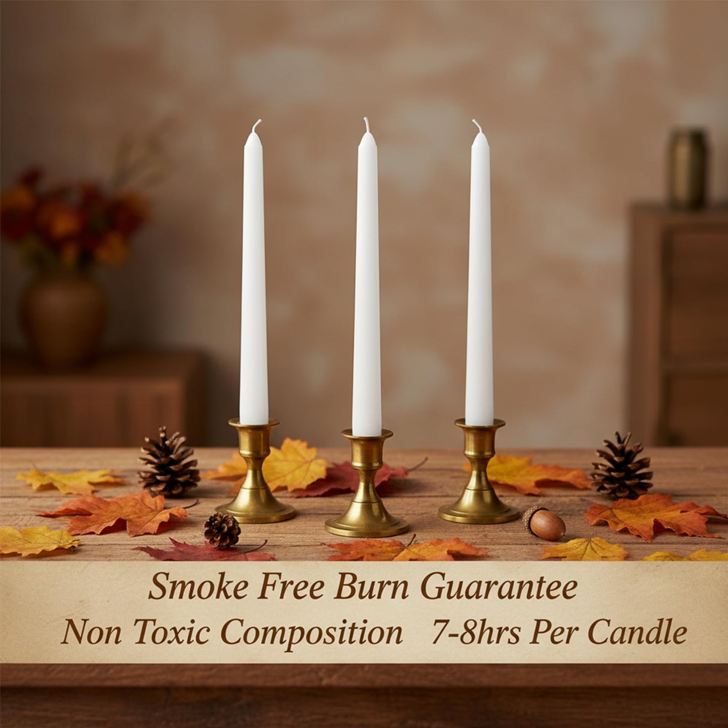 CANDLESEE 4 Pack White Taper Candles丨Taper Candles 10 Inch Dripless丨Unscented & Smokeless Candlesticks Bulk丨7-8 Hours Long Burning Tall Candles丨Ideal for Christmas Weddings Parties Dinner