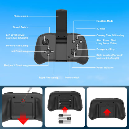 Mini Drone with Camera for Adults Youth - 1080P HD FPV Camera Drones with 90° Adjustable Lens, Gestures Selfie, One Key Start, 360° Flips, Toys Gifts RC Quadcopter for Boys Girls with 2 Batteries