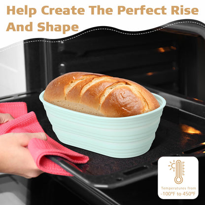 Honeydak 4 Pcs Silicone Bread Proofing Baskets Oval Banneton Basket 10" Collapsible Sourdough Bread Baking Supplies Non-stick Dough Proofing Bowls Container Oven Safe for Breads Making (Vibrant Color)