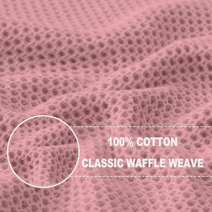 Homaxy 100% Cotton Waffle Weave Kitchen Dish Towels, Ultra Soft Absorbent Quick Drying Cleaning Towel, 13 x 28 Inches, 4-Pack, Dried Rose