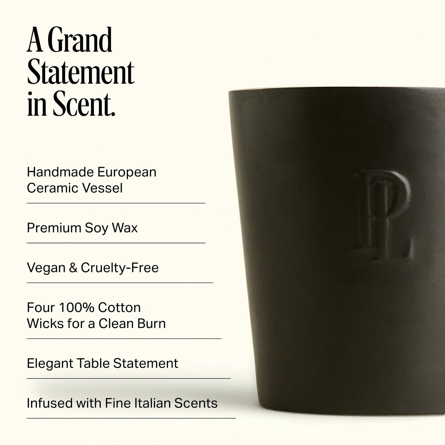 Preston Lane Highrise Extra Large 72oz Scented Candle – 4-Wick Non-Toxic Soy Candle, Hand-Poured in USA | Elegant Ceramic Vessel, Long-Burning Large Candle, Ideal Housewarming Gift & Bedroom Essential
