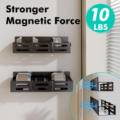 2 Pack Magnetic Spice Rack for Refrigerator, Black Magnetic Shelf and Fridge Kitchen Cabinet Organizers Storage Seasoning Organization Mini Shelves, Organizadores de Cocina