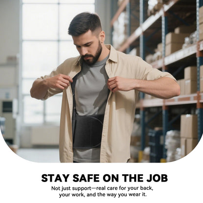 Work Back Brace for Men & Women, Adjustable Lower Back Support Belt with Suspenders for Back Pain Relief, Moving Construction Warehouse Heavy Lifting Safety & Protection (Black, Large)