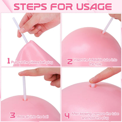 Pilates Ball, 9 Inch Small Exercise Mini Soft Workout Yoga Ball with Exercise Guide, for Home Gym Yoga, Pilates, Core Training, Workout, Balance, Stability