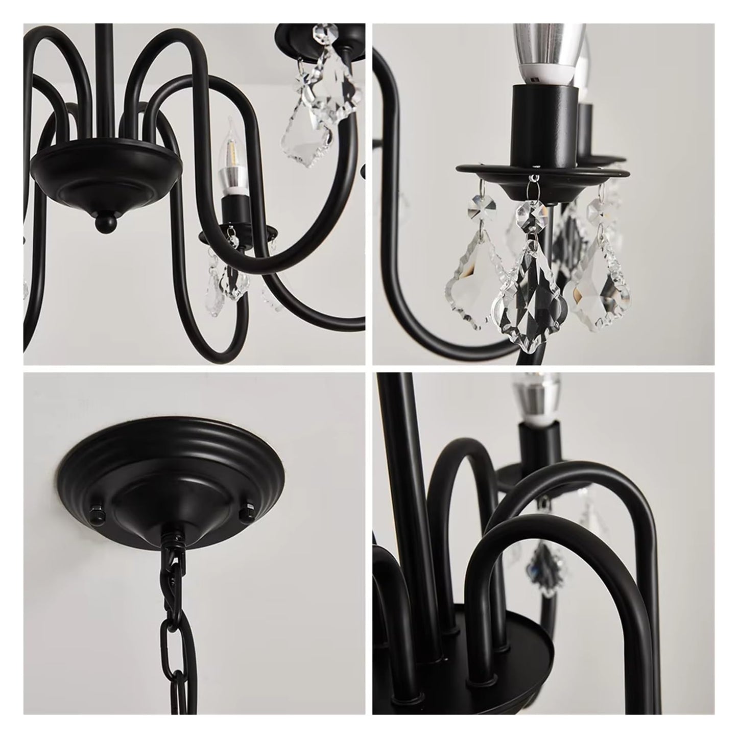 Ceiling Chandelier Iron Crystal LED Hanging Light Candle Pendant Lamp E14 Lustre Home Kitchen Living Dining Room Hotel ﻿,Comfortable Lighting