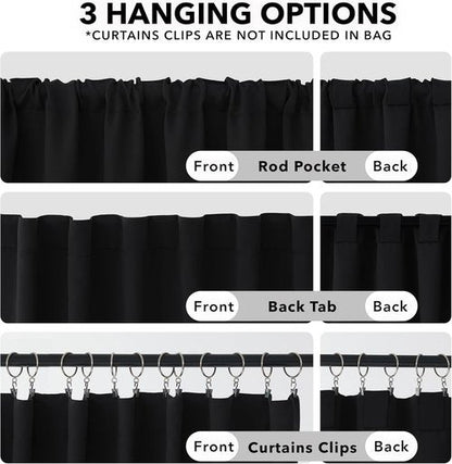 Deconovo Blackout Curtains - 84 Inch Long, Room Darkening Panels in Black | 2 Pack, 52x84 Inch