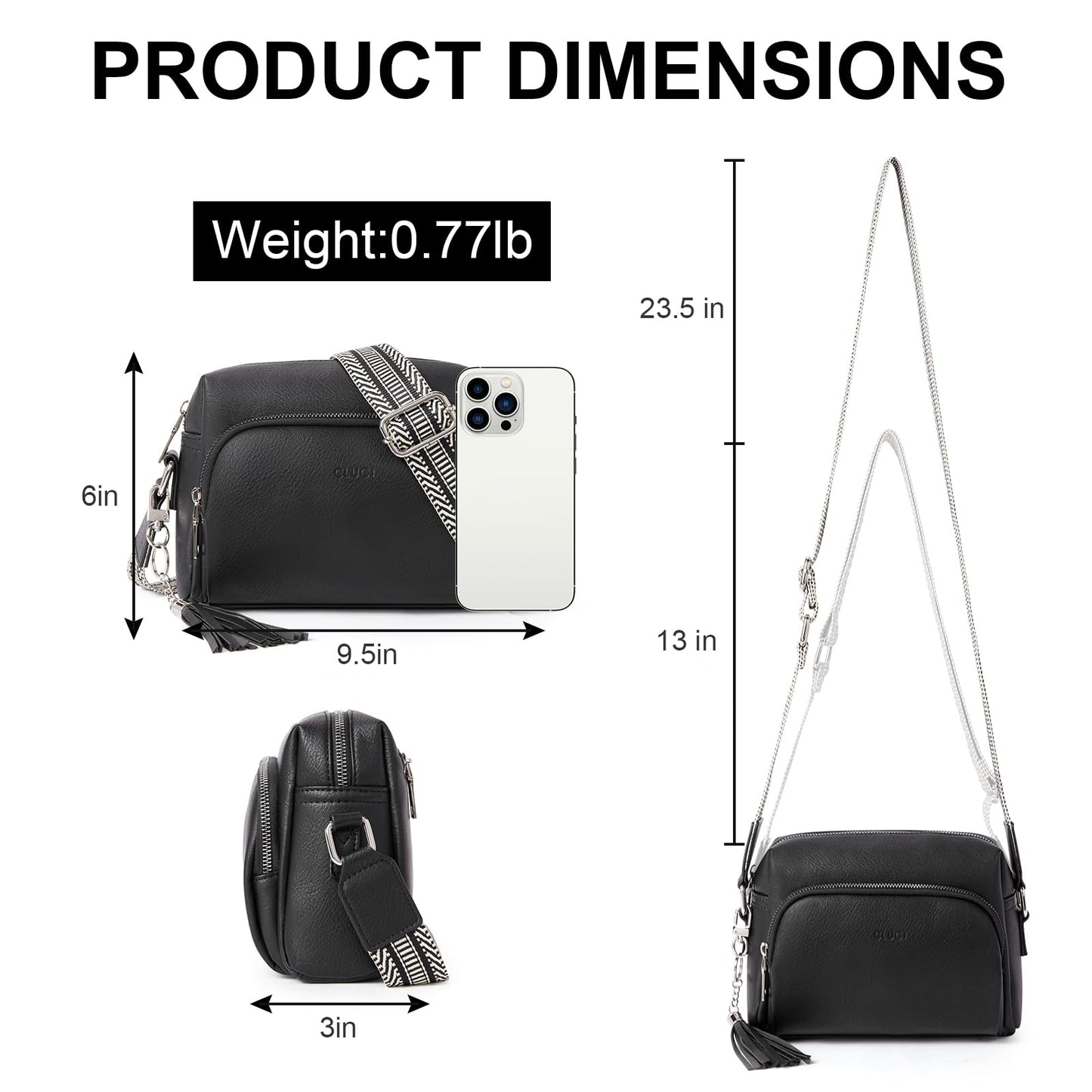 CLUCI Crossbody Bags for Women Trendy, Vegan Leather Shoulder Handbags，Purses for Women with Adjustable Wide Strap