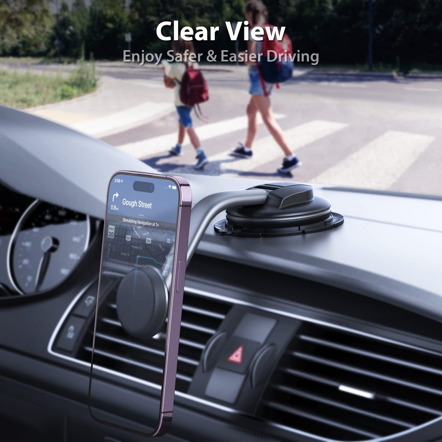 Magnetic Phone Holder for Car, [ Powerful Magnets & Military-Grade Suction] Car Phone Holder Mount Dashboard Windshield Cell Phone Holder Phone Stand for Car iPhone Android Automobile Cradle