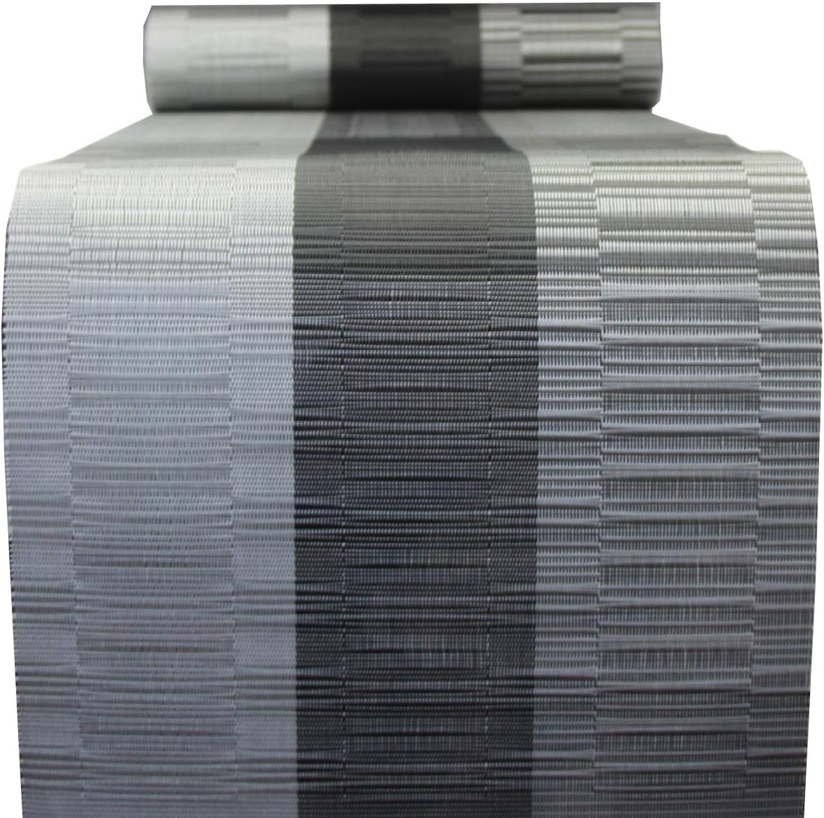 PIGCHCY Elegant Placemats with Matching Table Runner,Washable Vinyl Woven Table Mats Sets(6pcs Placemats+1pcs Table Runner, Black)