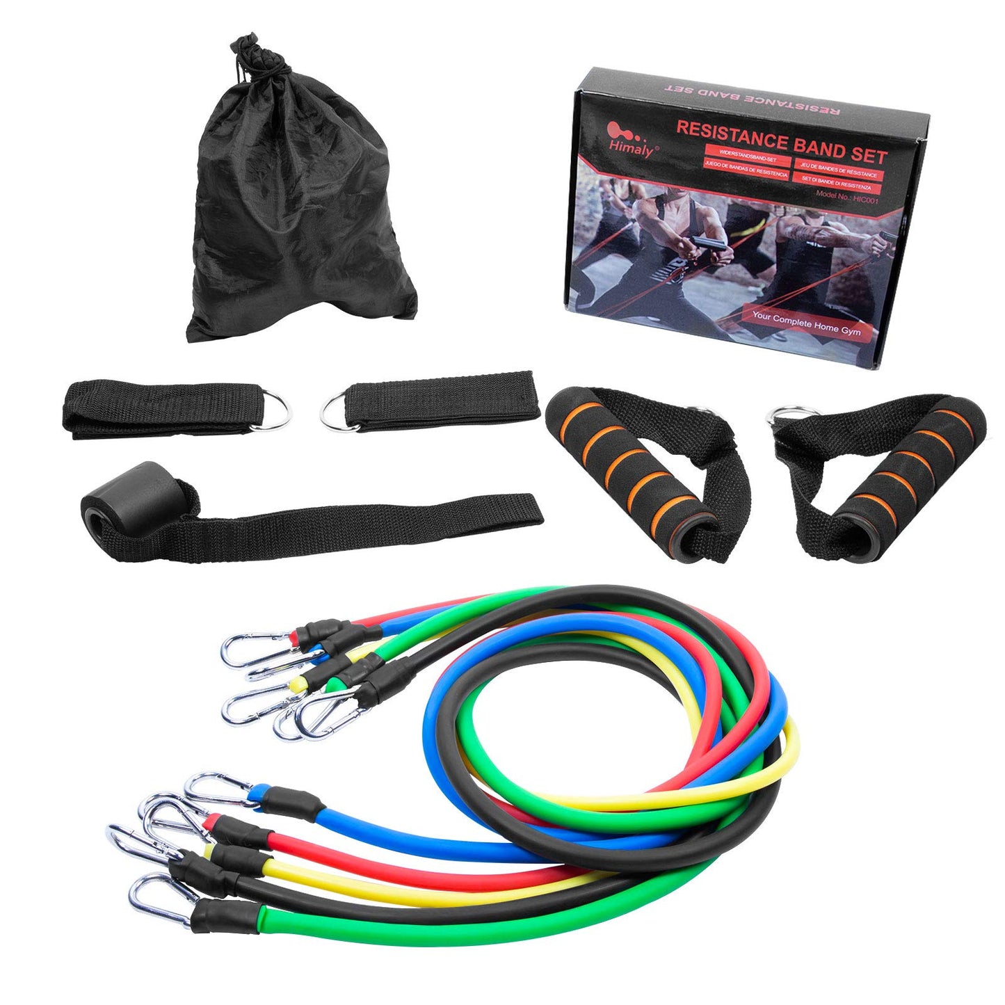 Uten Resistance Bands Set 12pcs, 100lbs Elastic Exercise Bands with Door Anchor, Handles, Ankle Straps and Carry Bag, Indoor Outdoor Fitness, Shape Body, Full Body Workout