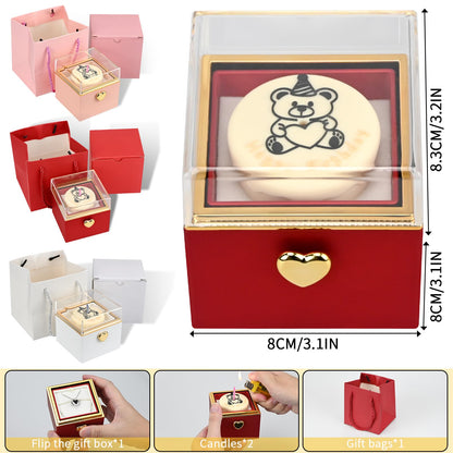 NUOGAO Rotating jewelry box, pop-up surprise gift box, romantic birthday surprise rotating necklace and ring box, Valentine's Day, birthday, anniversary, wedding gift (Red)